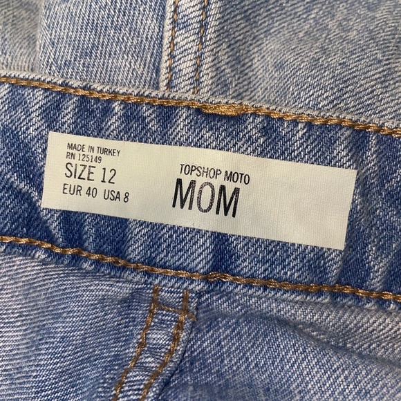 EUC Topshop Extreme Ripped A-line Mom Denim Jean Shorts Size 8 - Picture 3 of 6